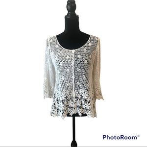 Crochet Cream Top, Size S